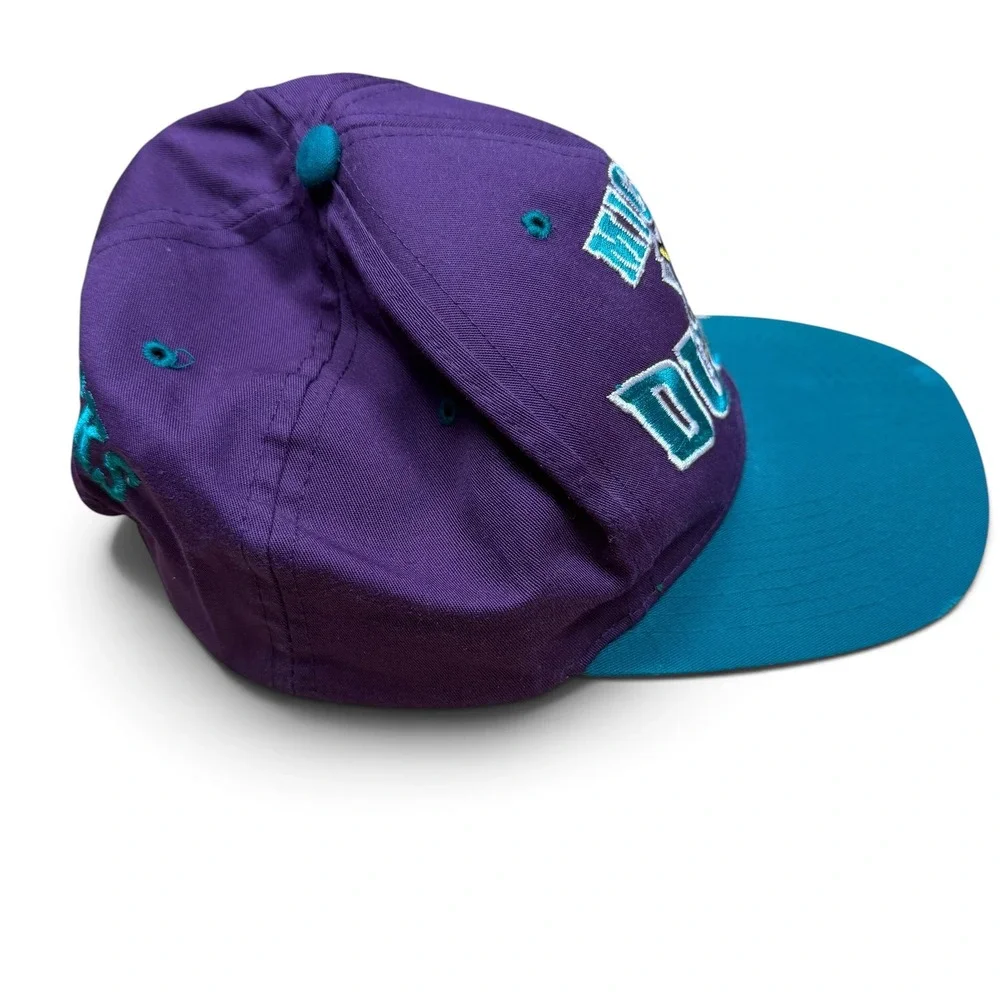 Vintage Mighty Ducks Anaheim NHL Snapback Hat The G Cap Purple Teal Retro Cap